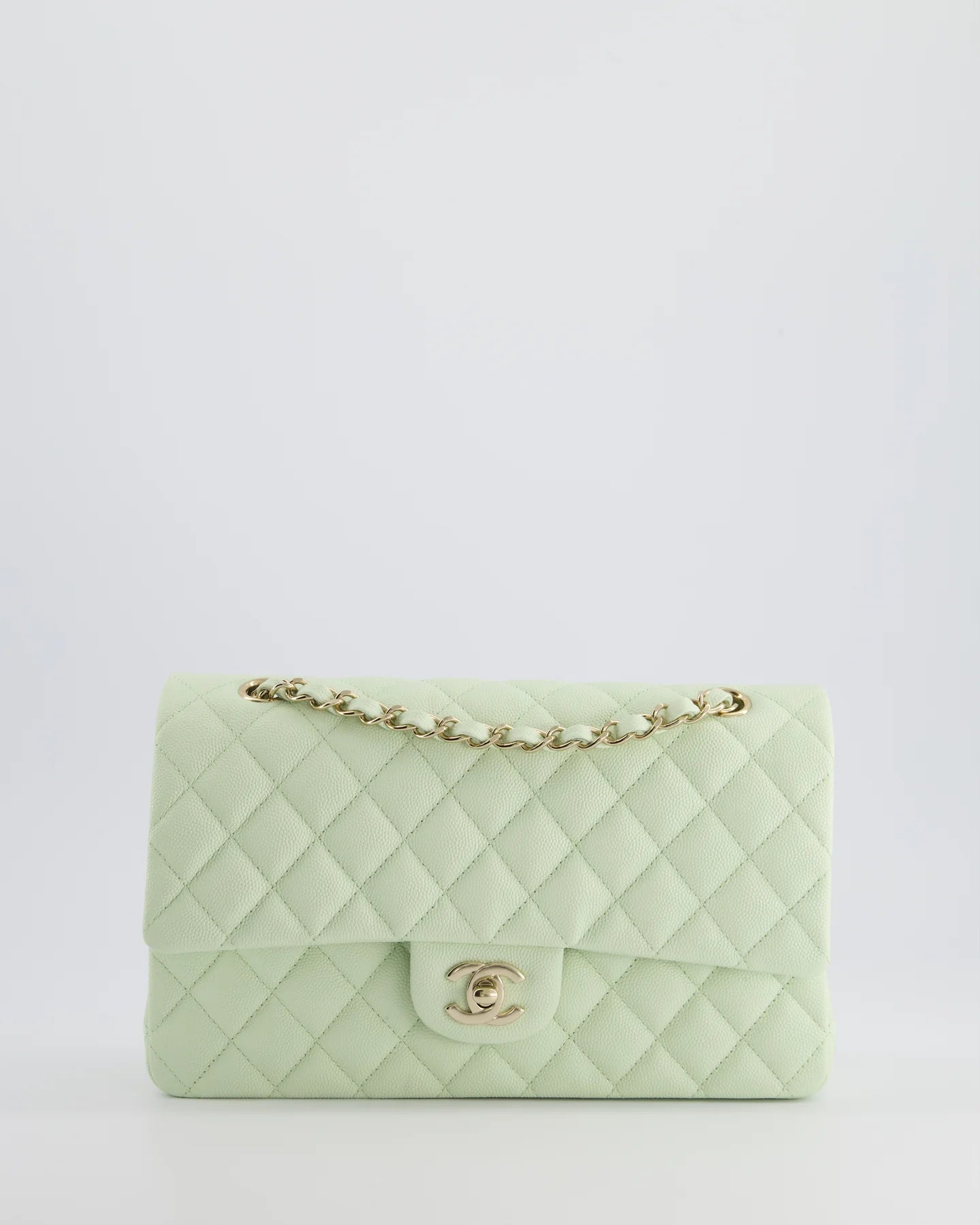 Chanel Medium Classic in Pistachio Caviar